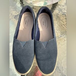 Clarks Collection Blue Slip-On Espadrille Flats Size 8